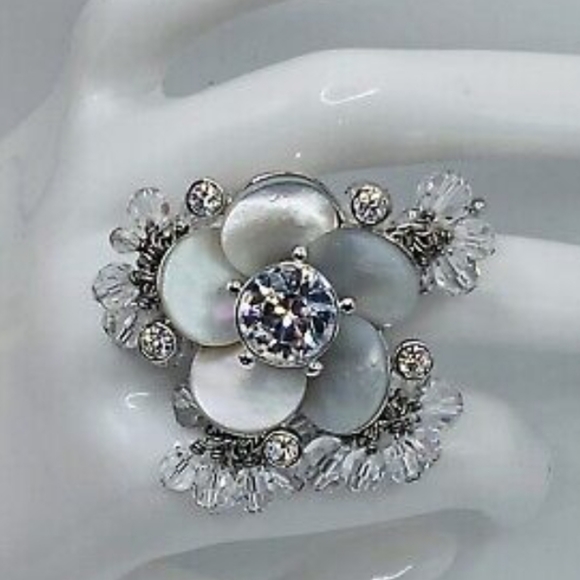 AUTH VINTAGE CHRISTIAN DIOR CRYSTAL COCKTAIL RING RARE VINTAGE - Picture 6 of 8